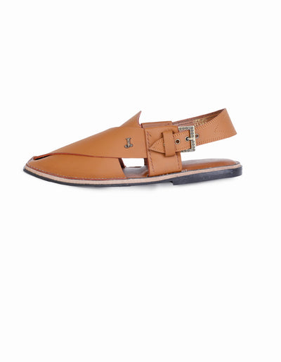 Plain Camel Brown Peshawari Chappal - J. Junaid Jamshed