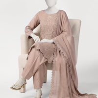 Raw Silk Pink Stitched Suit - J. Junaid Jamshed
