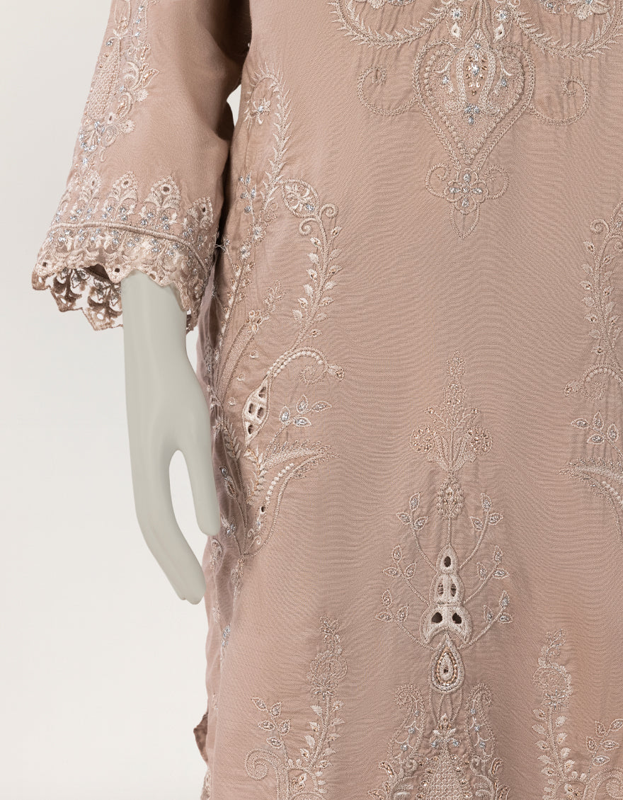 Raw Silk Pink Stitched Suit - J. Junaid Jamshed