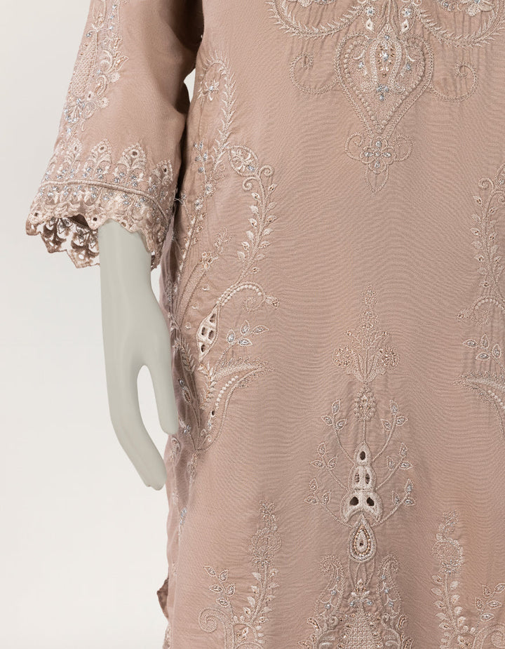 Raw Silk Pink Stitched Suit - J. Junaid Jamshed