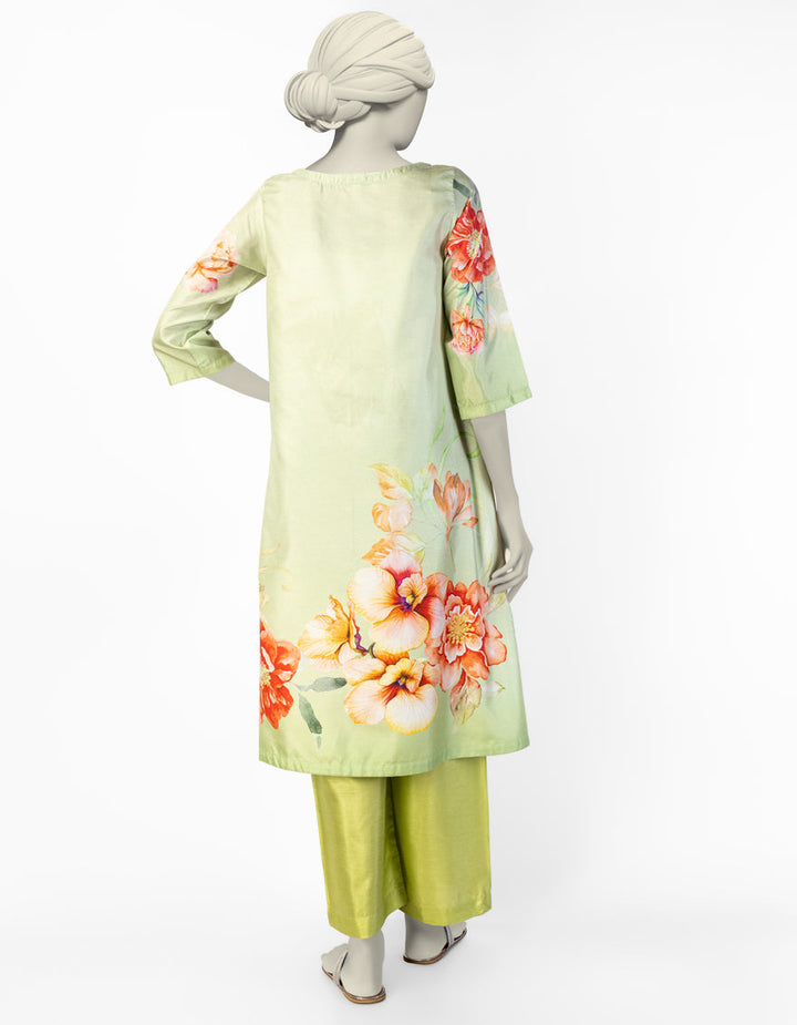 Silk Green Stitched Suit - J. Junaid Jamshed