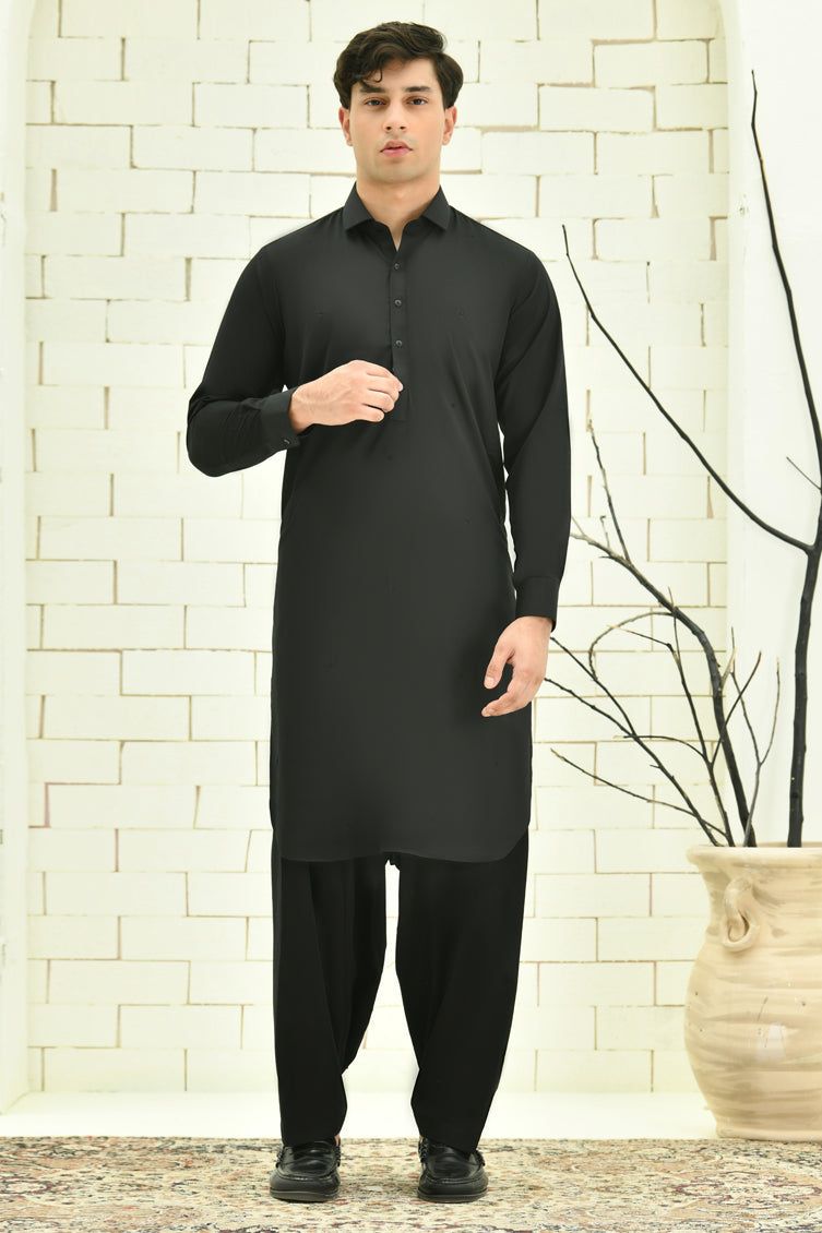 Blended Black Shalwar Kameez - J. Junaid Jamshed