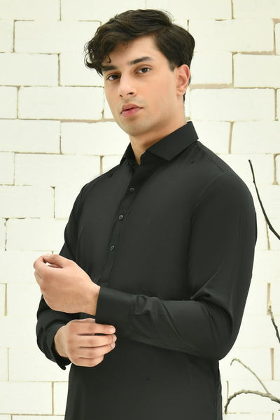 Blended Black Shalwar Kameez - J. Junaid Jamshed