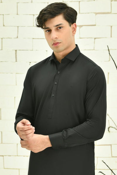 Blended Black Shalwar Kameez - J. Junaid Jamshed