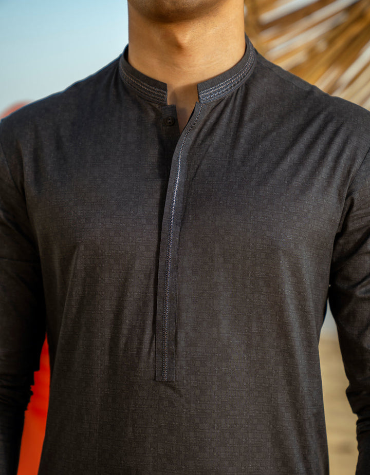 Cotton Grey Kurta - J. Junaid Jamshed