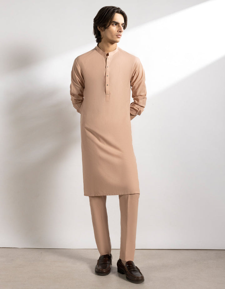 Polyester Peach Kurta Trouser - J. Junaid Jamshed