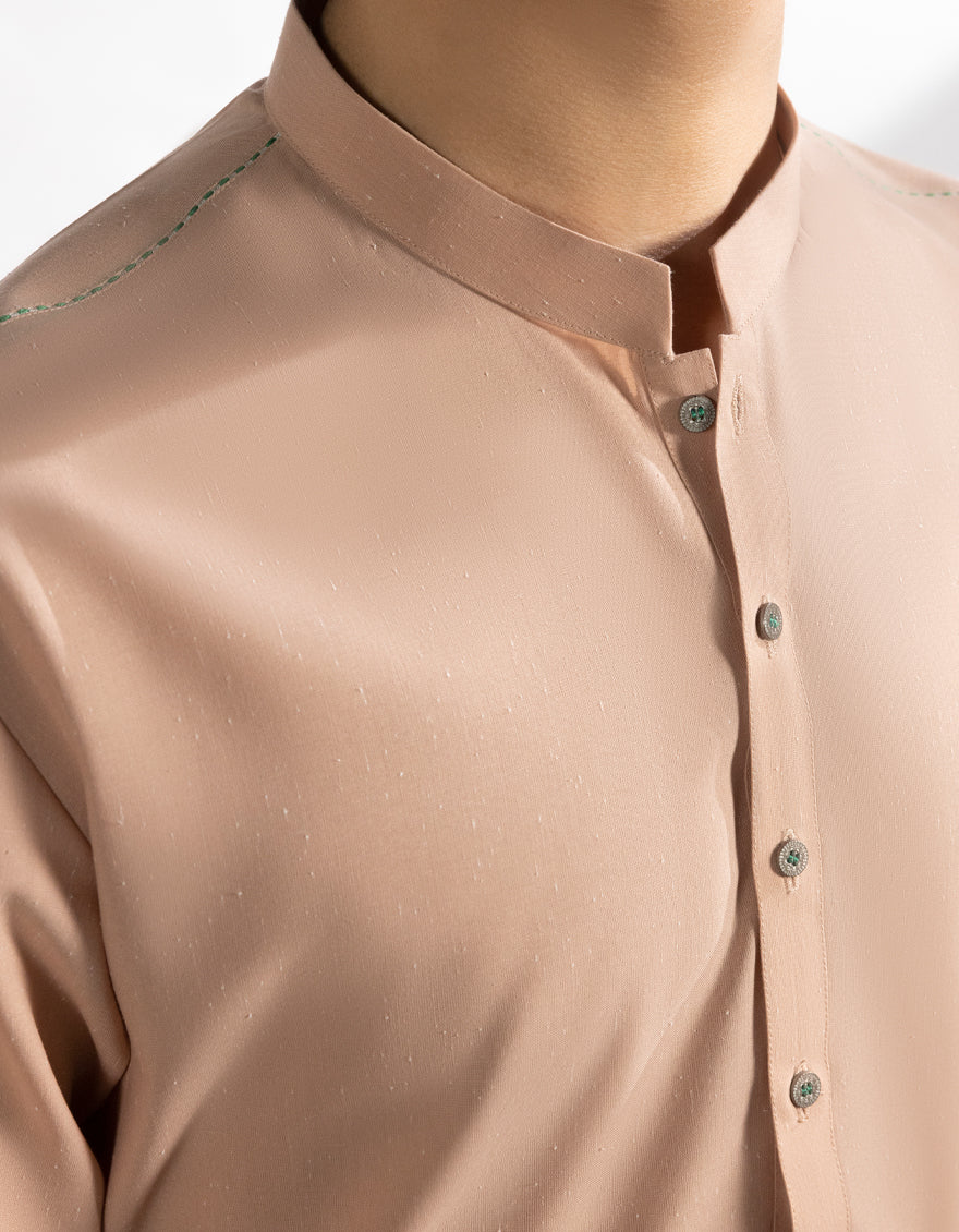 Polyester Peach Kurta Trouser - J. Junaid Jamshed