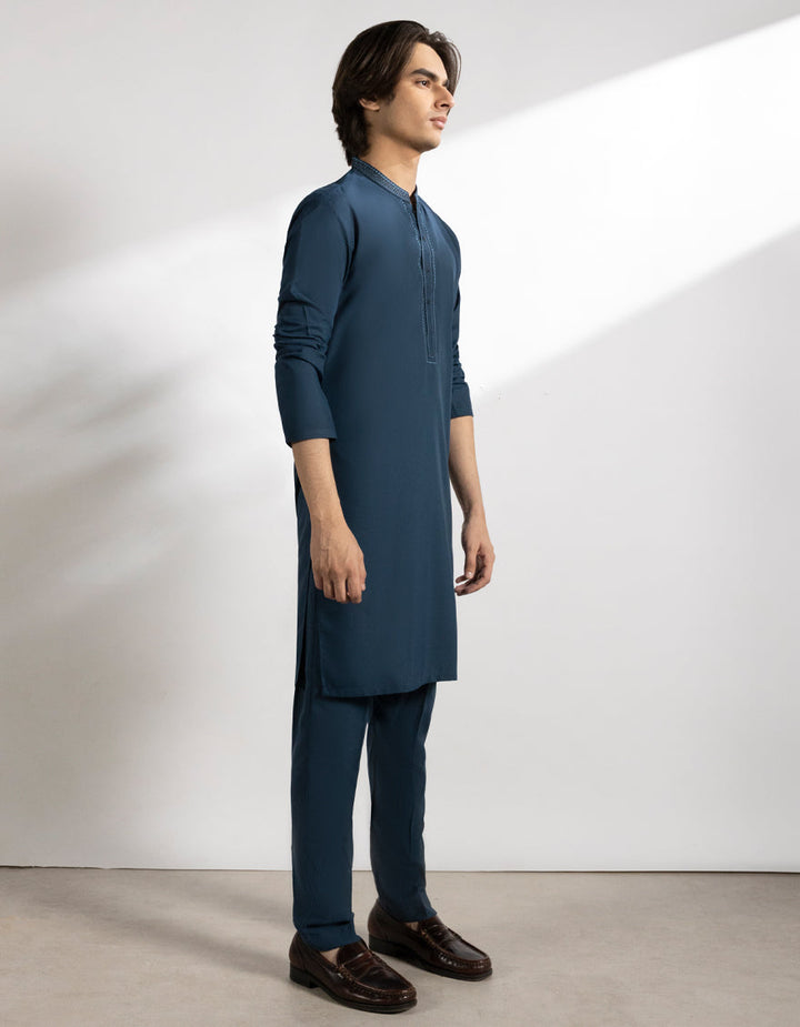 Blended Blue Kurta Trouser - J. Junaid Jamshed