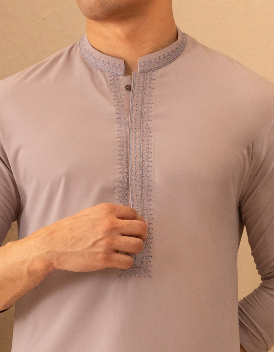 Blended Grey Kurta Trouser - J. Junaid Jamshed