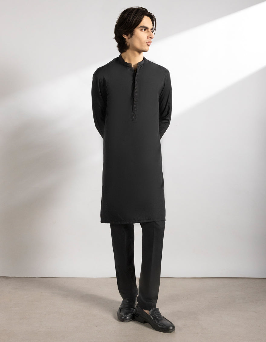 Blended Black Kurta Trouser - J. Junaid Jamshed