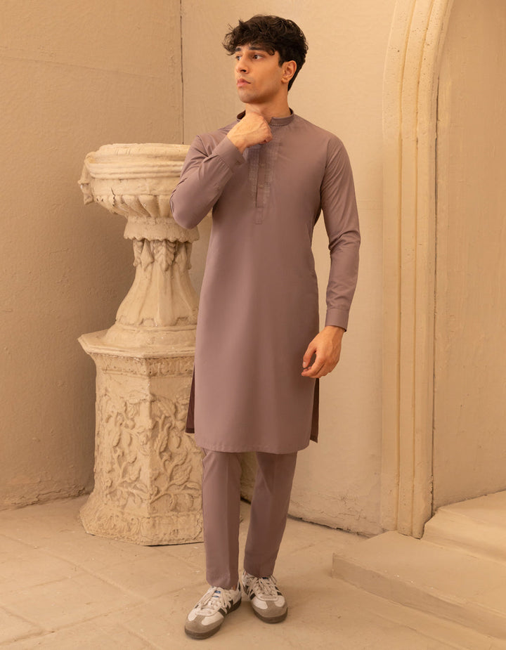 Blended Dull Brown Kurta Trouser - J. Junaid Jamshed