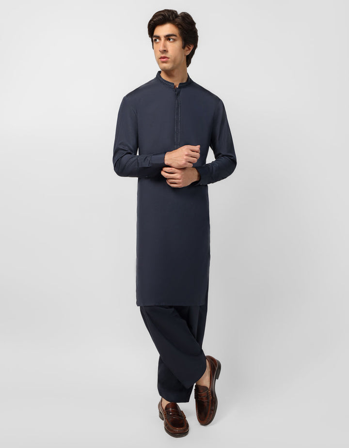 Blended Charcoal Shalwar Kameez - J. Junaid Jamshed