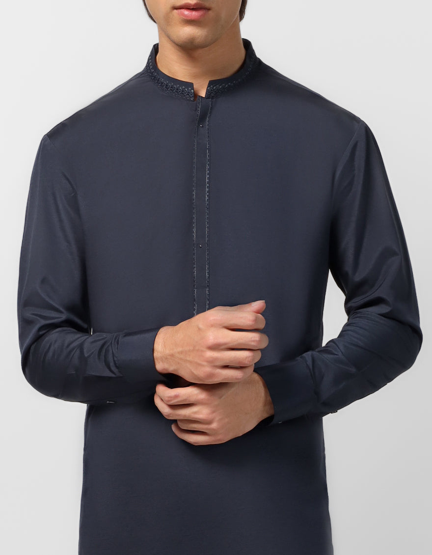 Blended Charcoal Shalwar Kameez - J. Junaid Jamshed
