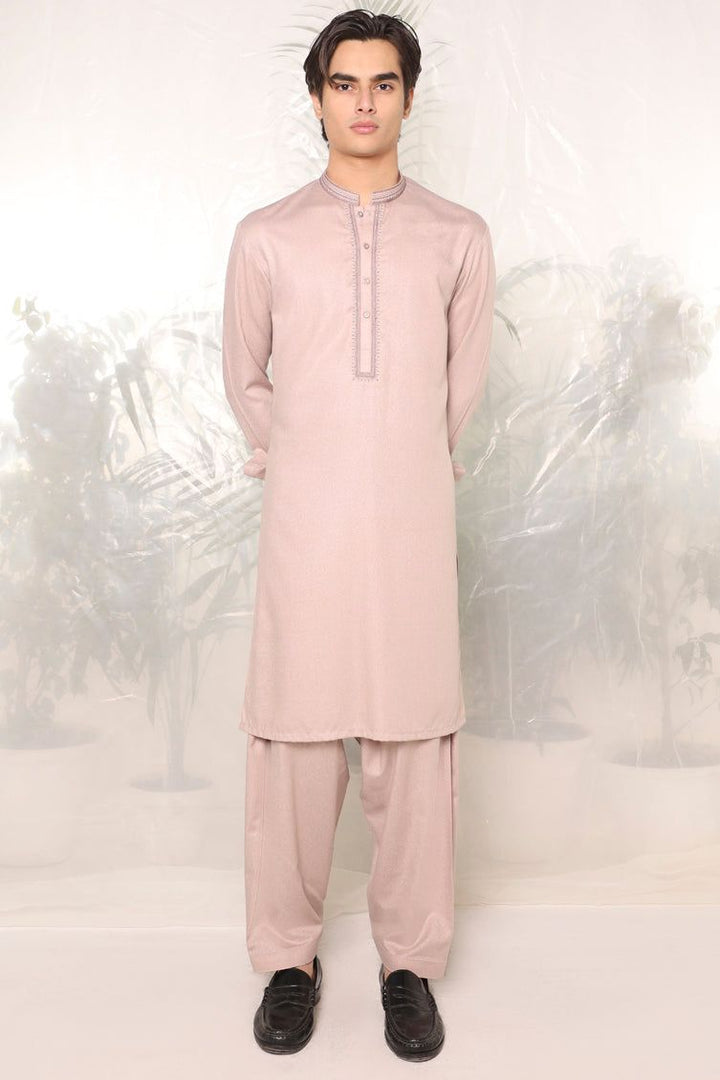 Blended Dull Brown Kameez Shalwar - J. Junaid Jamshed