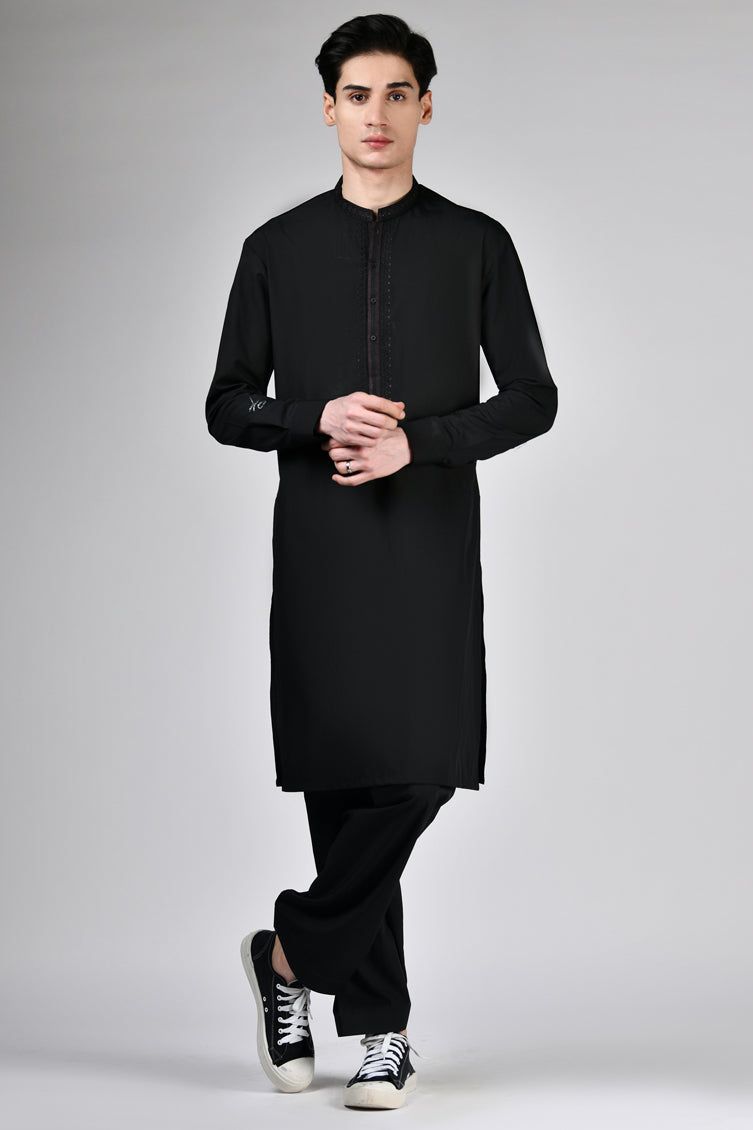 Blended Black Shalwar Kameez - J. Junaid Jamshed