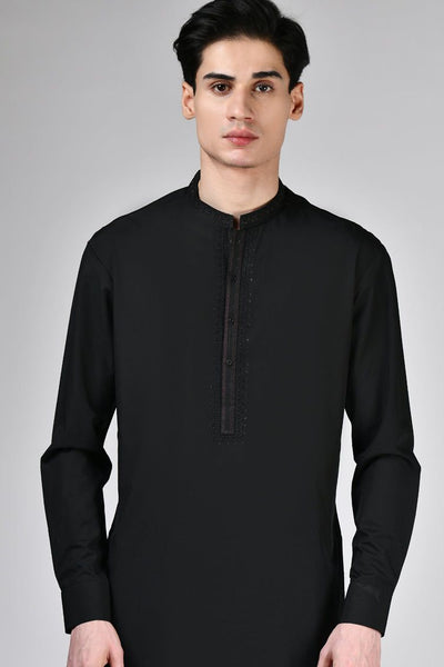 Blended Black Shalwar Kameez - J. Junaid Jamshed