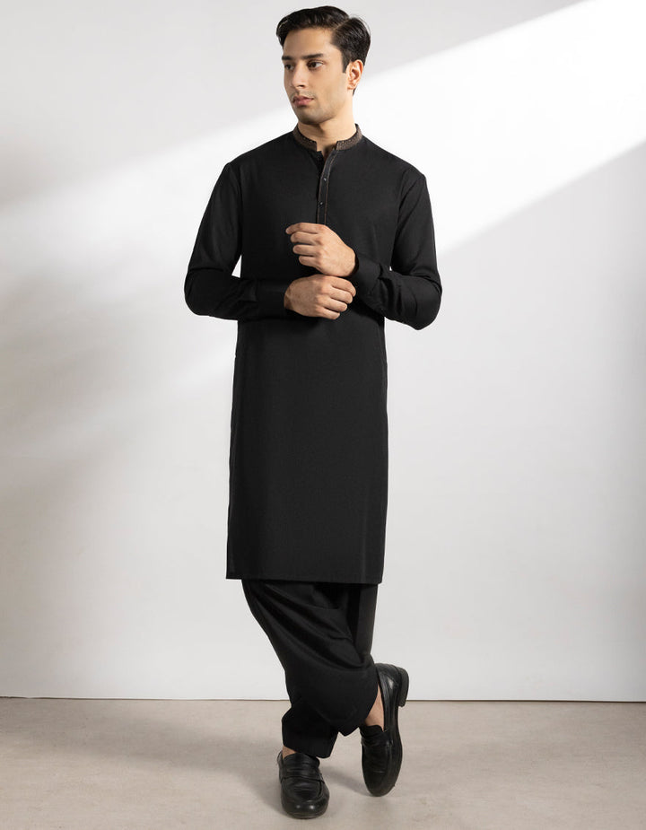 Blended Black Shalwar Kameez - J. Junaid Jamshed