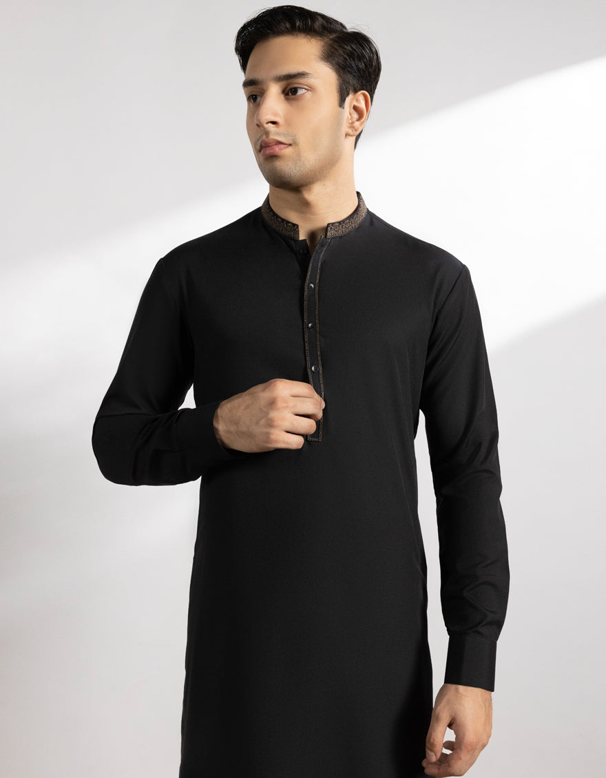 Blended Black Shalwar Kameez - J. Junaid Jamshed