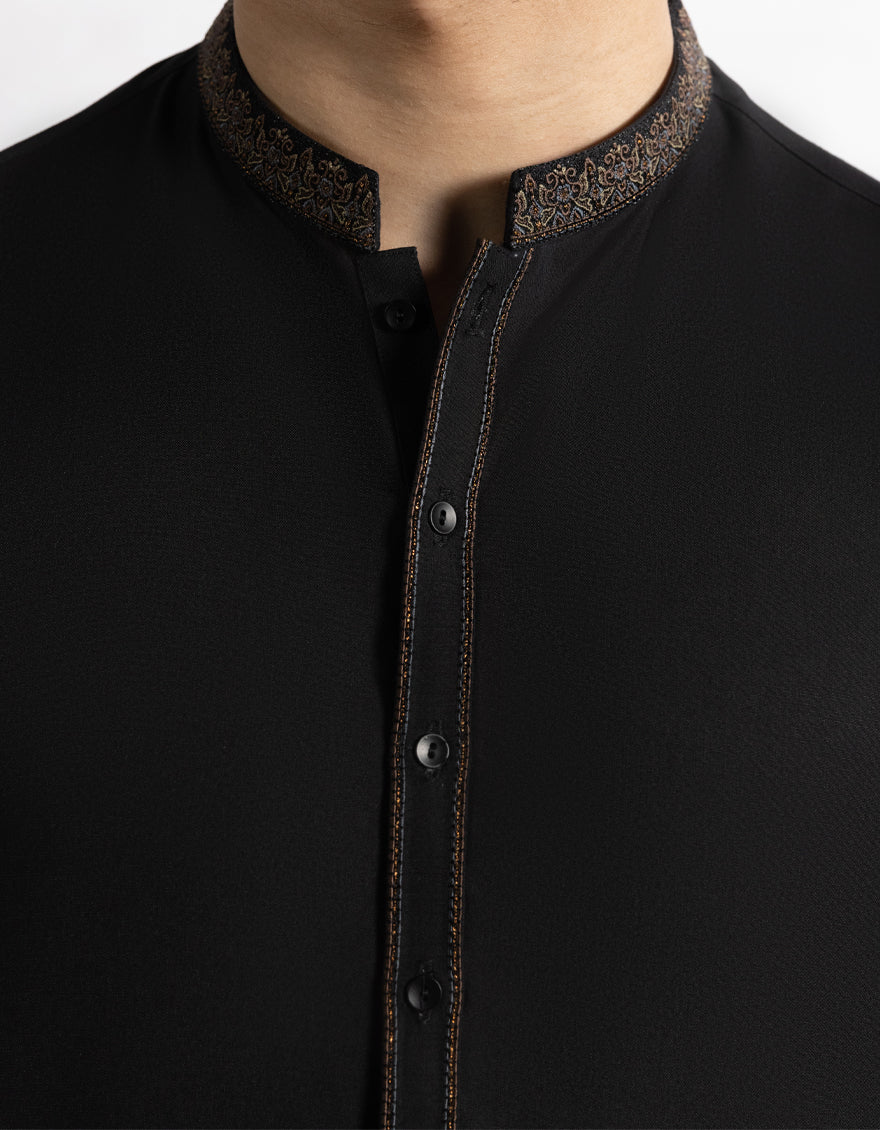 Blended Black Shalwar Kameez - J. Junaid Jamshed