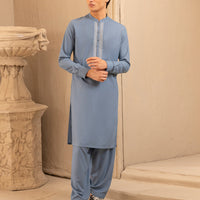 Blended Light Blue Shalwar Kameez - J. Junaid Jamshed