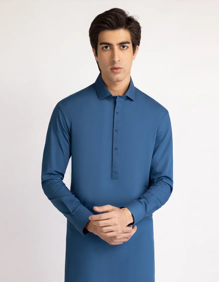 Cotton Blue Shalwar Kameez - J. Junaid Jamshed