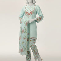 Lawn Sky Blue Stitched Suit - J. Junaid Jamshed