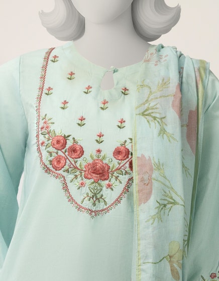 Lawn Sky Blue Stitched Suit - J. Junaid Jamshed