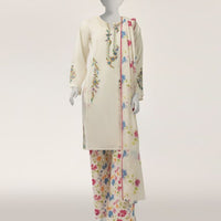 Lawn White Stitched Suit - J. Junaid Jamshed