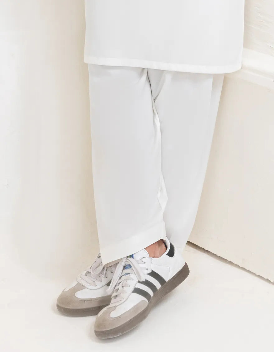 Blended Off White Shalwar - J. Junaid Jamshed