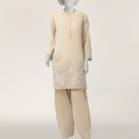 Lawn Beige Stitched Suit - J. Junaid Jamshed