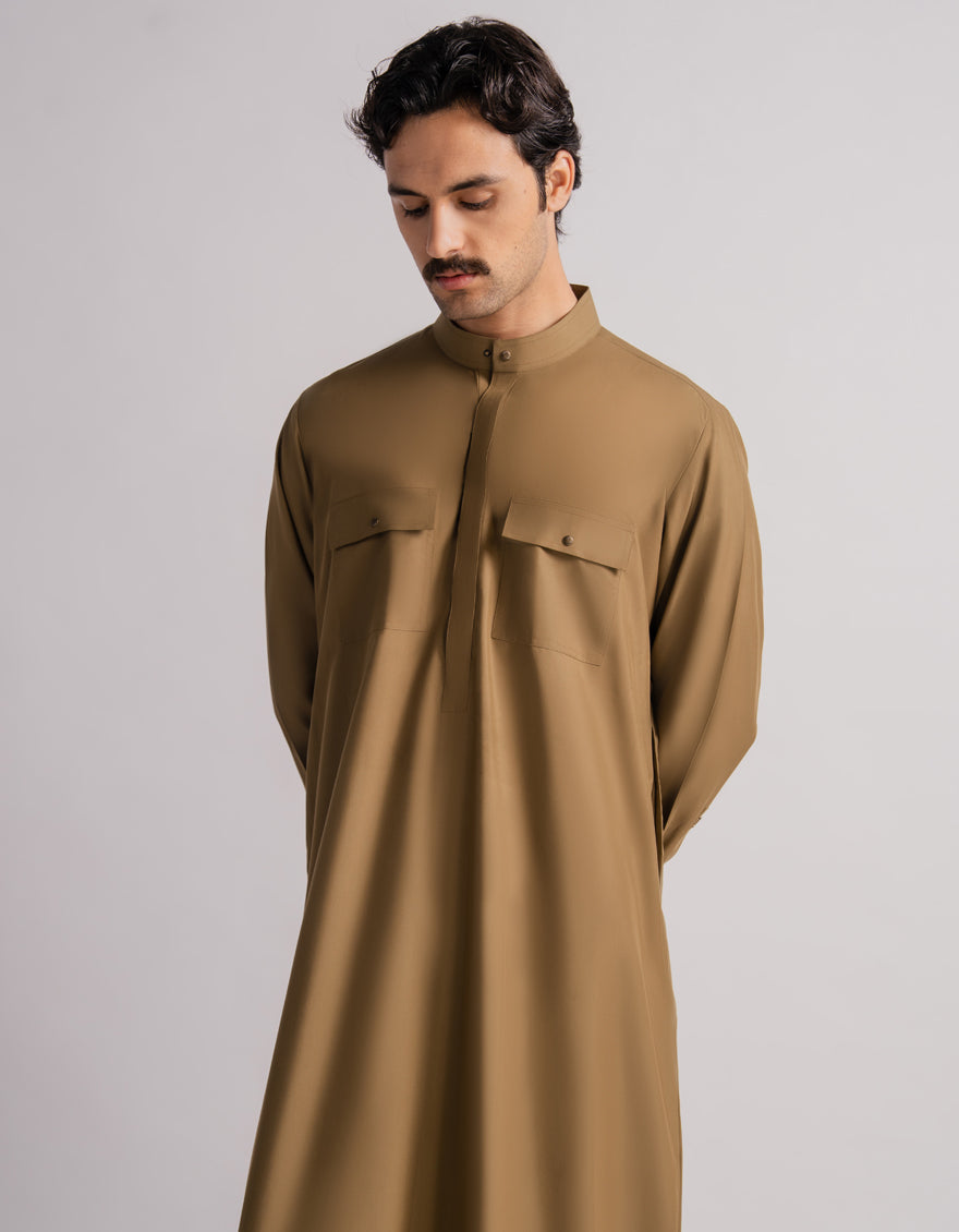 Blended Olive Jubba - J. Junaid Jamshed