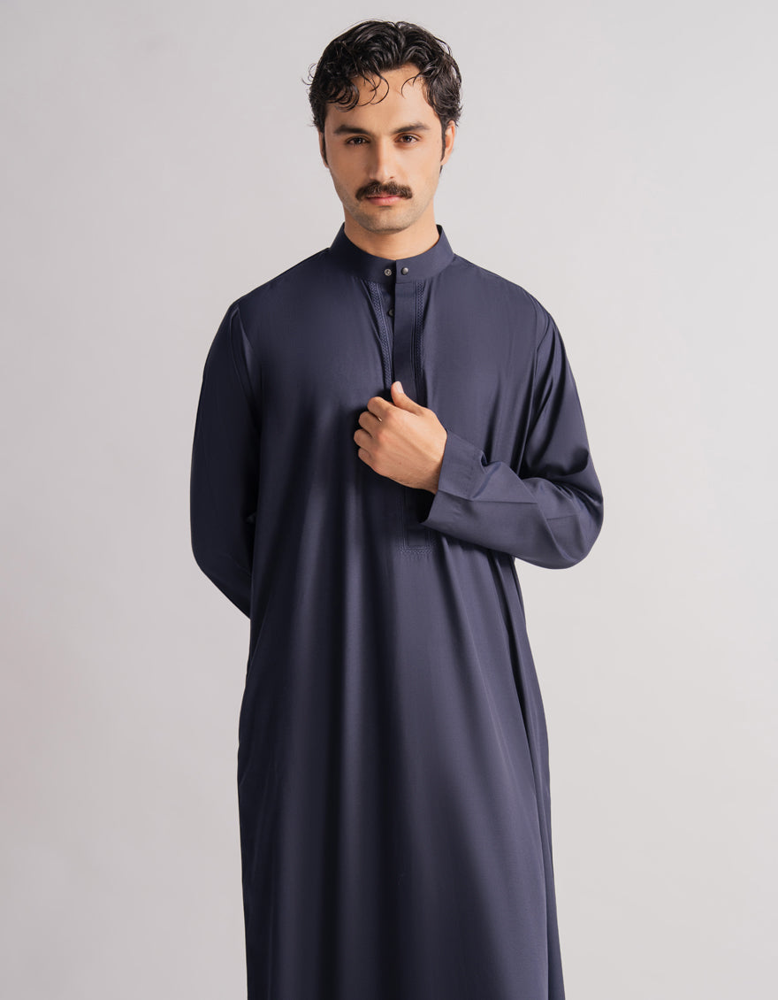 Blended Navy Blue Jubba - J. Junaid Jamshed