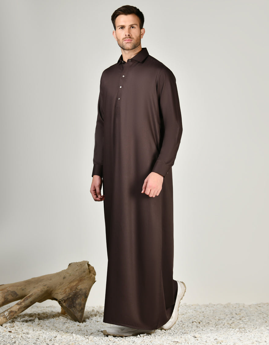 Blended Dark Brown Jubba - J. Junaid Jamshed