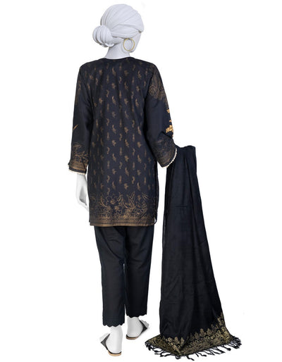 Khaddar Black Ladies 3 Piece Suit  -  J. Junaid Jamshed