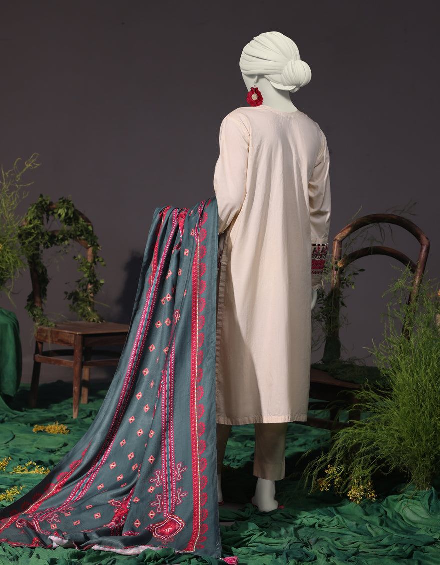 Cambric Off White Stitched Suit - J. Junaid Jamshed