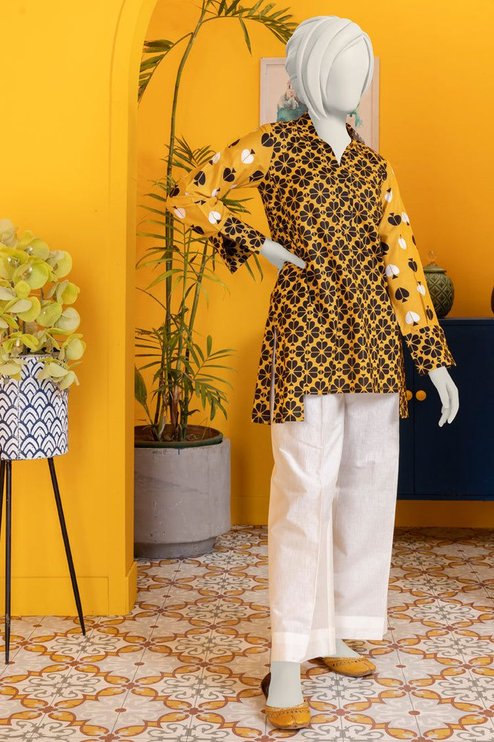Printed Yellow Kurti - J. Junaid Jamshed