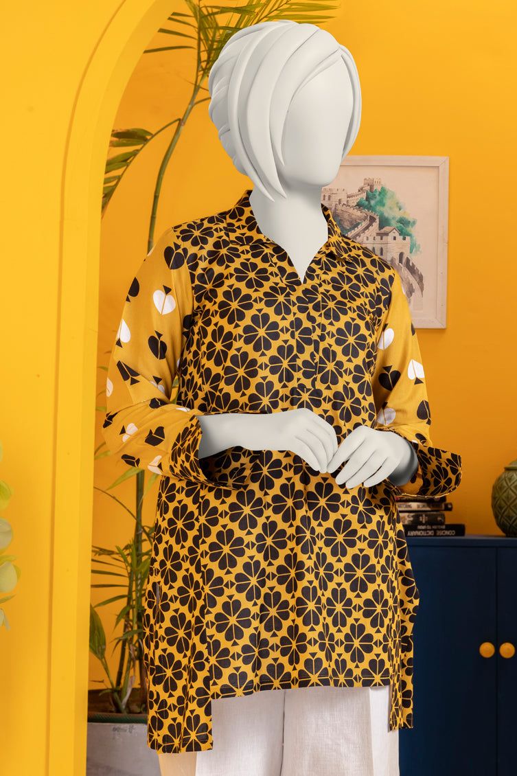 Printed Yellow Kurti - J. Junaid Jamshed