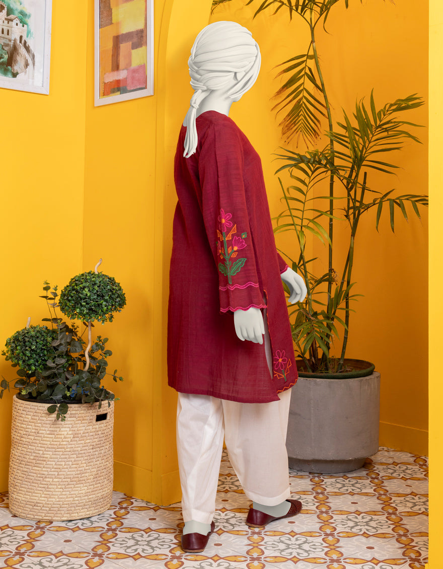 Khaddar Maroon Kurti - J. Junaid Jamshed