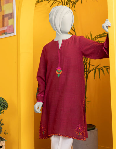 Khaddar Maroon Kurti - J. Junaid Jamshed