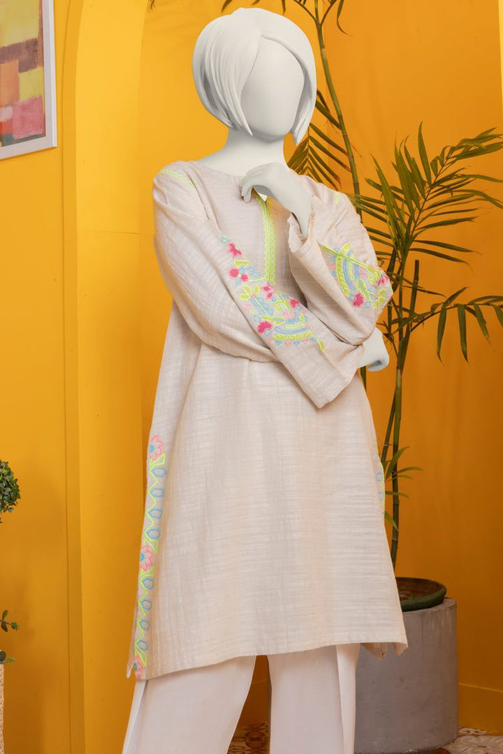 Khaddar Beige Kurti - J. Junaid Jamshed