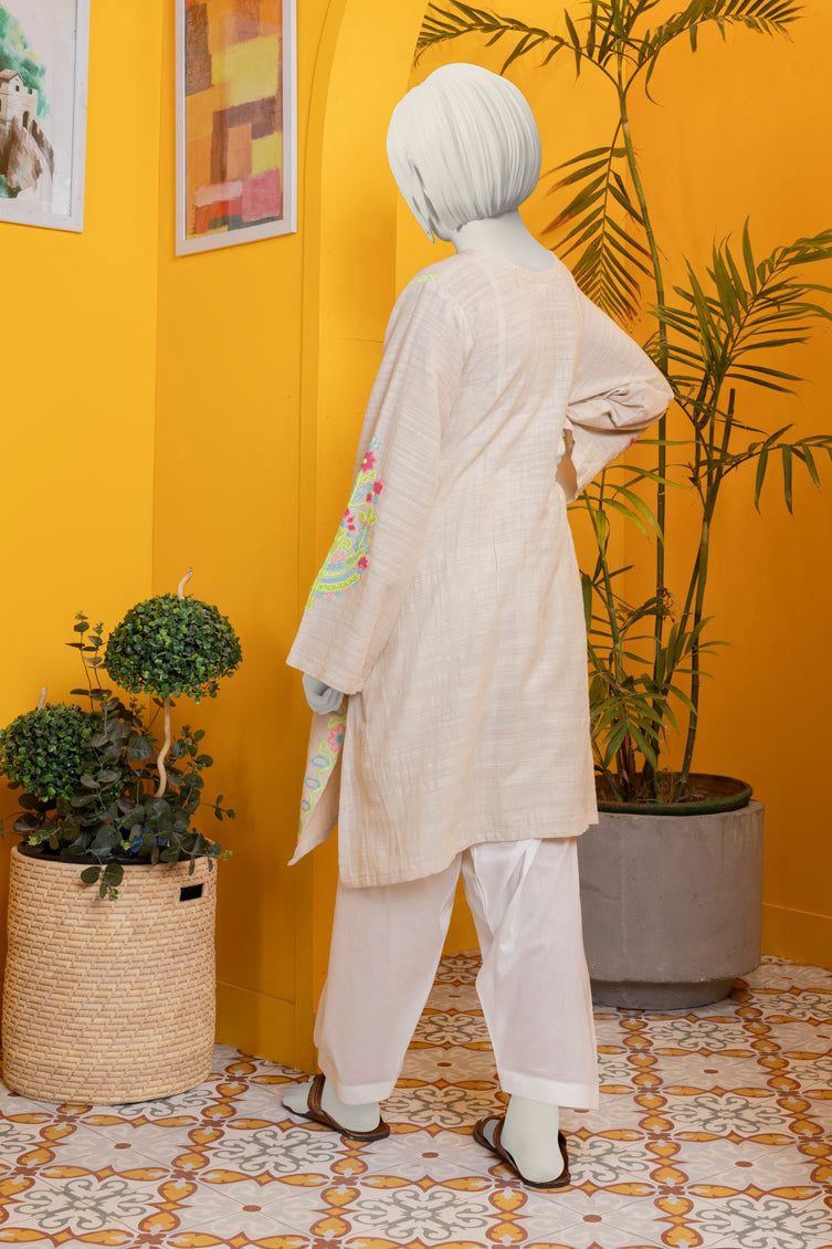 Khaddar Beige Kurti - J. Junaid Jamshed