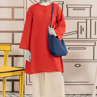 Textured Red Kurti - J. Junaid Jamshed