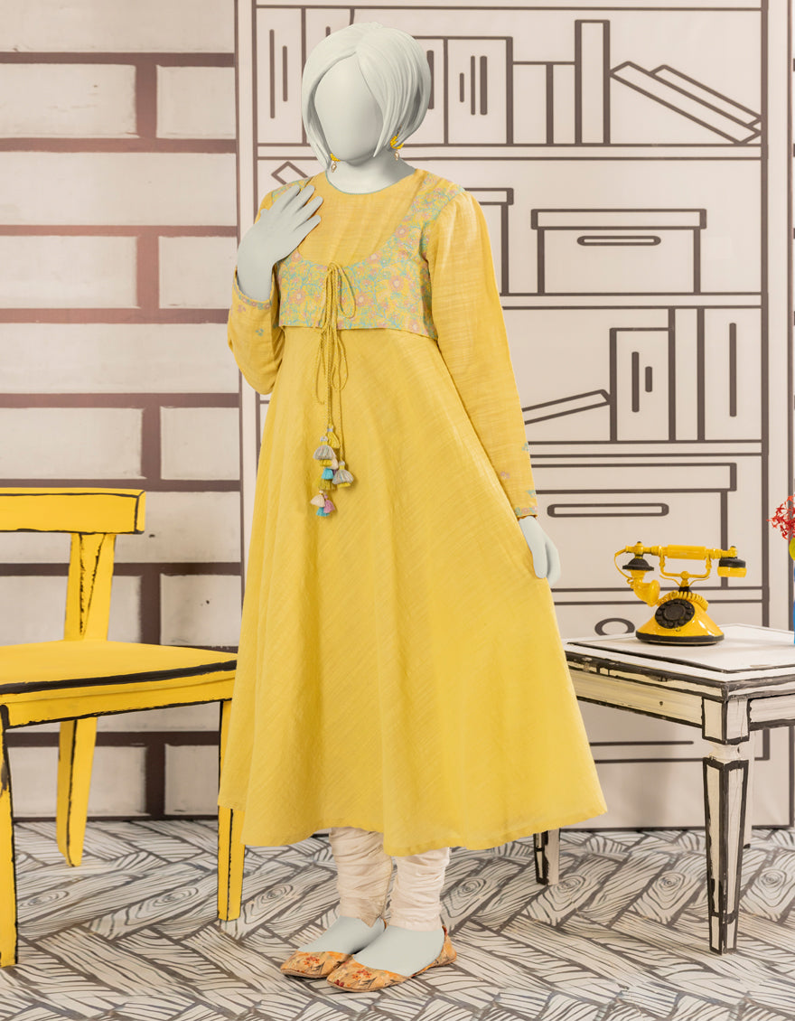 Khaddar Yellow Kurti - J. Junaid Jamshed