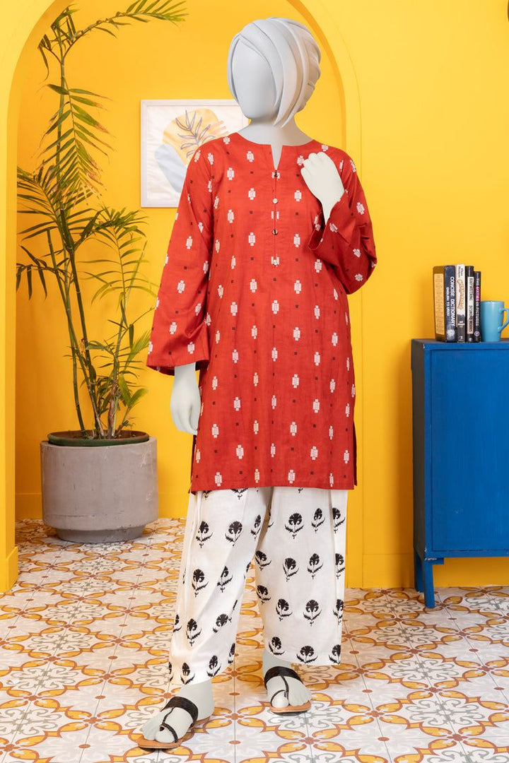 Liminal Red Stitched Suit - J. Junaid Jamshed