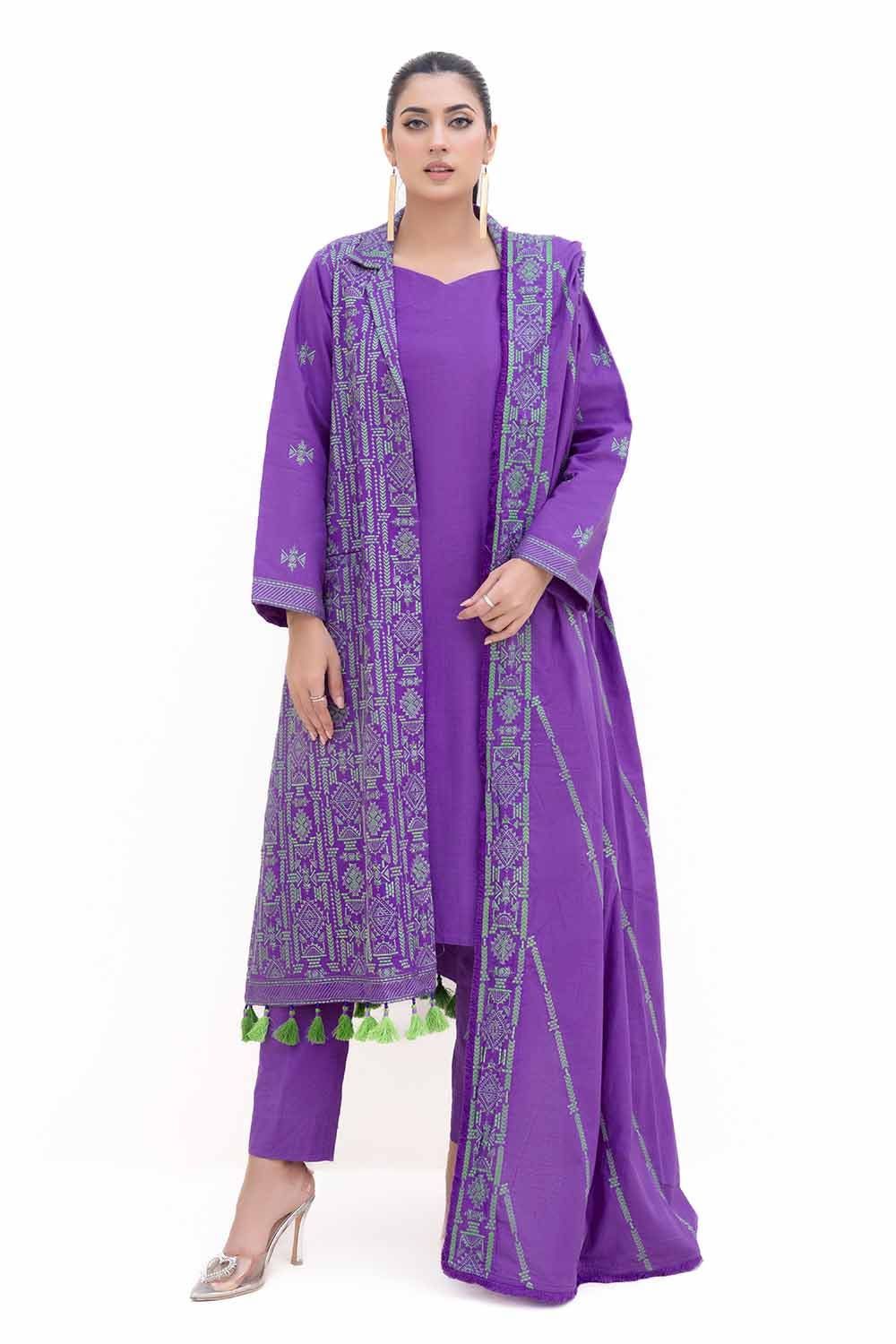 Khaddar Purple Unstitched Suit - Gul Ahmed