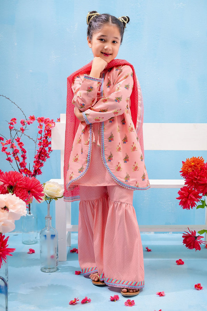 Swiss Lawn Digital Printed Peach Stitched Suit - Ochre