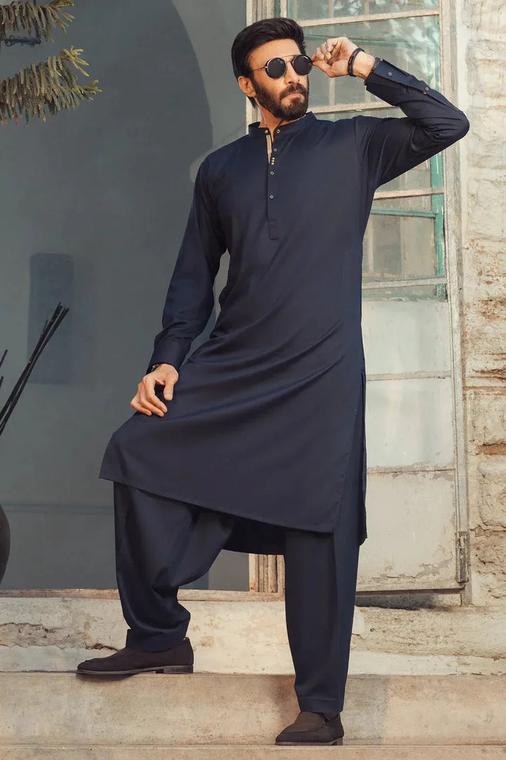 Blended Midnight Blue Kurta Trouser - Almirah
