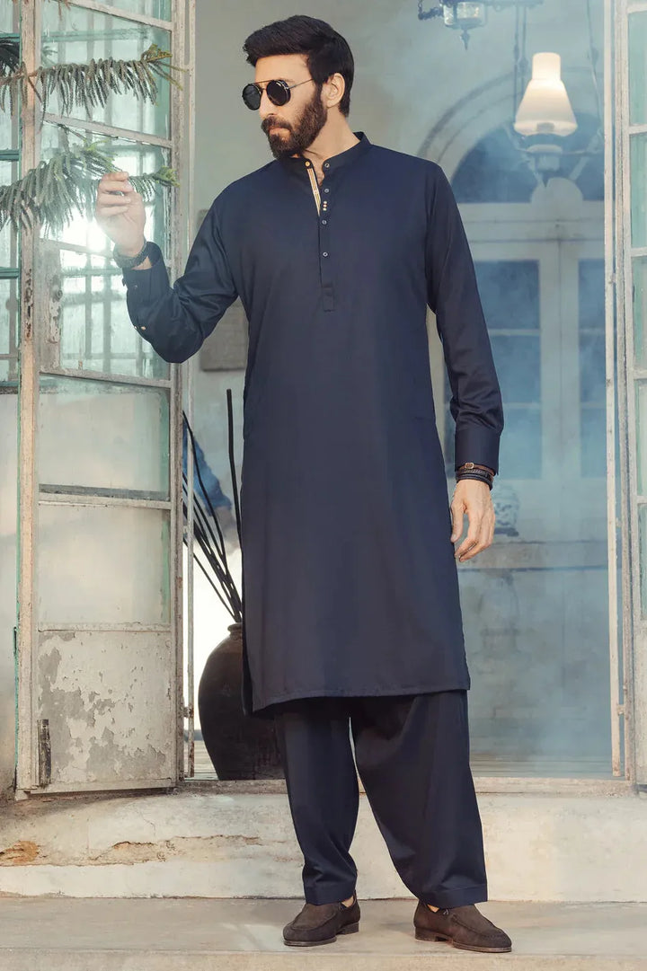 Blended Midnight Blue Kurta Trouser - Almirah