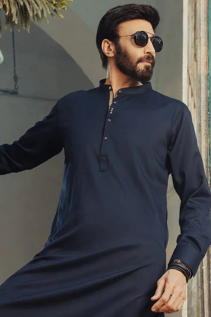 Blended Midnight Blue Kurta Trouser - Almirah