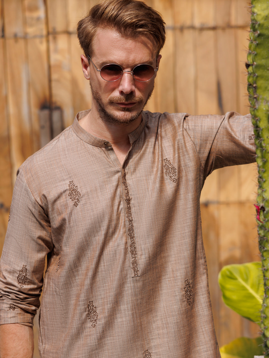 Cotton Light Brown Kurta Trouser - Almirah